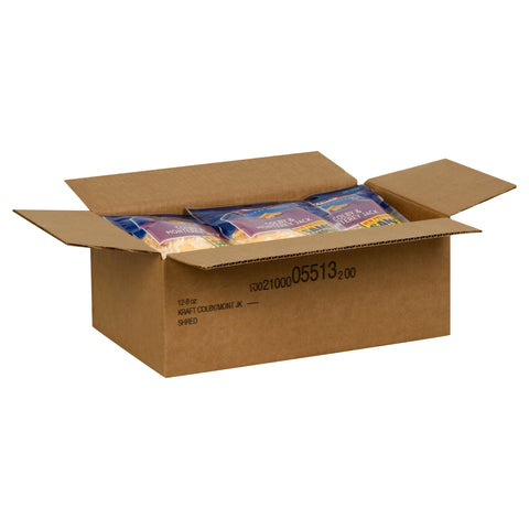 Kraft Zip Pak Shredded Colby and Monterey Jack Cheese, 8 Ounce -- 12 per case.