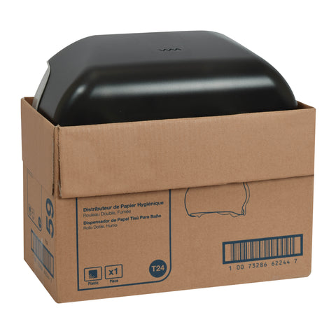 Tork Plastic Smoke Twin Standard Roll Bath Tissue Dispenser, 12.75 x 5.57 x 8.25 inch