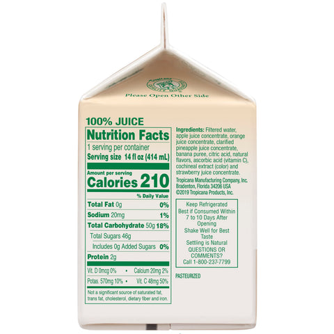 Tropicana JUICE ORANGE-STRAWBERRY-BANANA SINGLE SERVE CARTON