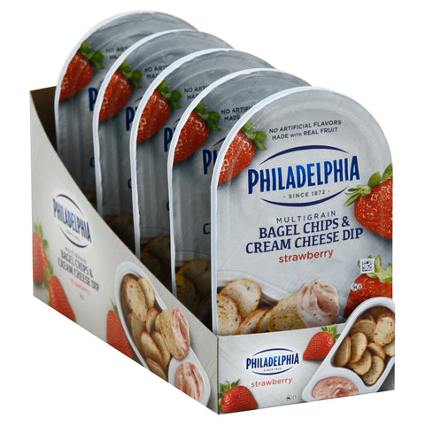 Philadelphia Strawberry Bagel Chips and Cream Cheese Dip, 2.5 Ounce -- 10 per case.