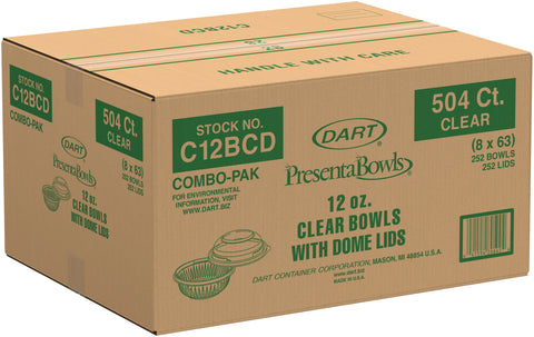 Bowl Plastic Clear W/ Dome Lid 12 Oz