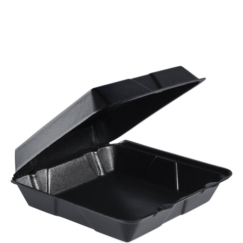 Dart CONTAINER FOAM HINGED BLACK PERF 1 COMPARTMENT 9X9