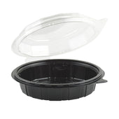 Container Polygonal Pet Hinged Shallow Black 7.5