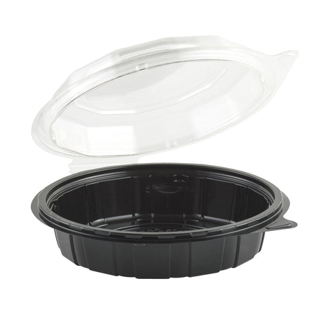 Anchor Packaging Gourmet Classic Polyethylene Terephthalate Black/Clear Shallow Clamshell Container, 7.5 inch -- 100 per case