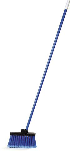 Broom Lobby Duo-sweep® Wide Light Industrial Flagged W/ Blue Metal Threaded Handle Blue 11
