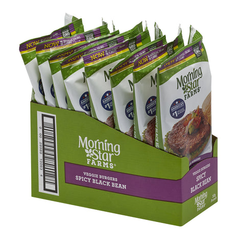 Morningstar Farms Spicy Black Bean Veggie Burgers, 9.5 Ounce -- 8 per case.