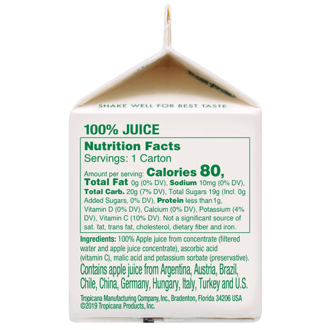Tropicana JUICE APPLE SINGLE SERVE CARTON
