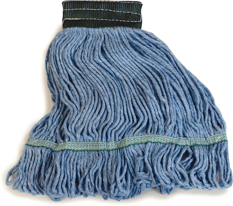 Flo-Pac® MOP W/ GREEN BAND LOOPED-END MEDIUM BLUE