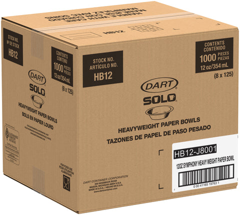 Solo Symphony Heavy Weight Paper Bowl, 12 Ounce Capacity -- 1000 per case