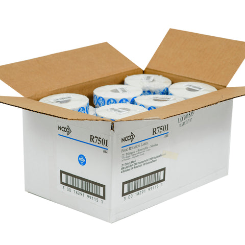 National Checking Company Dateit Blue Trilingual Removable Label - Monday, 0.75 inch Circle -- 2000 per case.