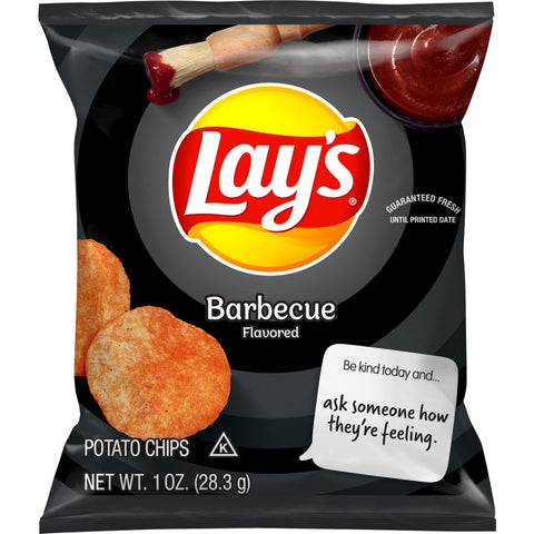 Lays BBQ Potato Chips Single Serve, 1 Ounce -- 104 per case.