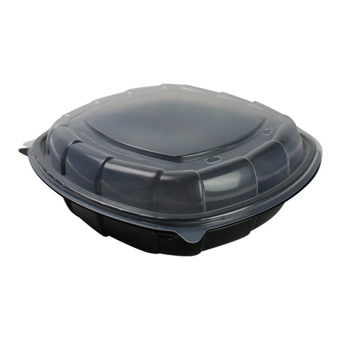 Container Square Black Base Hinged W/ Clear Lid 64.2 Oz