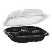 Container Plastic Microwaveable 3-compartment Base & Hinged Lid Cc9931b 9x9