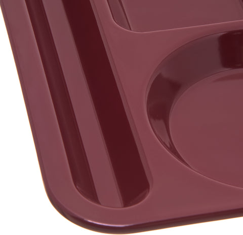 Carlisle TRAY SERVING LEFT-HAND HEAVY WEIGHT 6-COMPARTMENT MELAMINE DARK CRANBERRY 10X14
