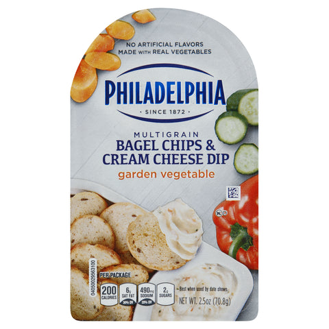 Snack Bagel Chips Cream Cheese Dip Garden Vegetable