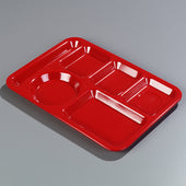 Carlisle TRAY SERVING LEFT-HAND 6-COMPARTMENT POLYPROPYLENE RED 10X14