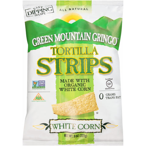 Green Mountain Gringo Organic White Corn Tortilla Strip, 8 Ounce -- 12 per case
