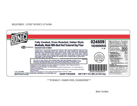 Meatball Beef Italian Style Oven Roasted Fc .0.5 Oz 24809-0928