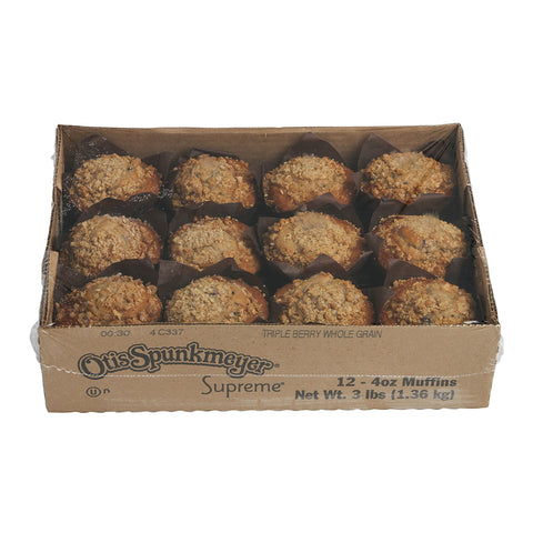Otis Spunkmeyer Triple Berry Whole Grain Supreme Muffin, 4 Ounce -- 24 per case.