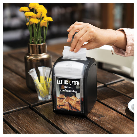 Tork Xpressnap Fit Plastic Black Tabletop Napkin Dispenser, 4.4 x 5.6 x 6.7 inch