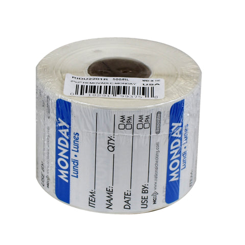 DateIt™ LABEL TRILINGUAL ITEM/DATE/USE BY REMOVABLE BLUE MONDAY 2X2