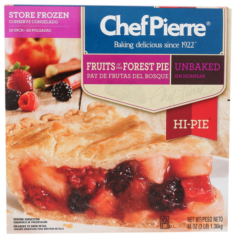 Sara Lee Chef Pierre Unbaked Fruits of the Forest High Pie, 10 inch -- 6 per case.