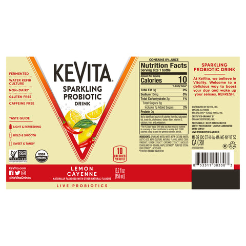 Kevita DRINK KEVITA SPARKLING PROBIOTIC LEMON CAYENNE