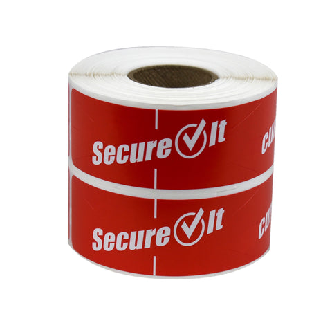 National Checking Secure It Red Permanent Label, 1 x 3 inch -- 2 rolls per case
