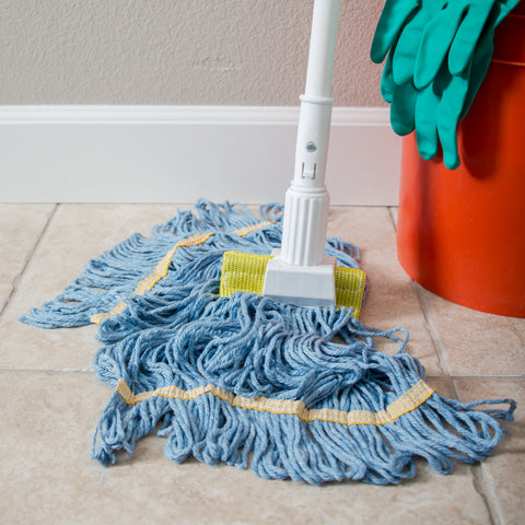 Flo-Pac® MOP SMALL LOOPED-END W/ YELLOW BAND BLUE