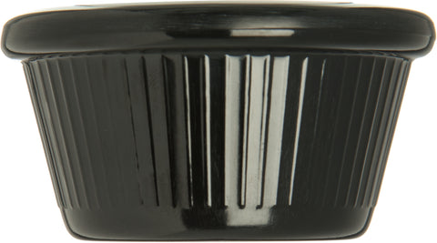 Ramekin Fluted Melamine Plastic Black 2 Oz