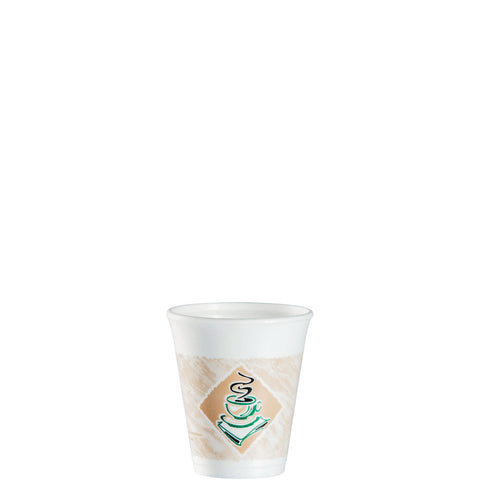 Dart Foam Hot/Cold Cups, 8oz, White w/Brown & Green, 1000/Carton