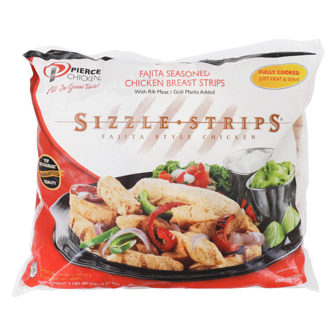 Pierce Chicken Sizzle Strips Fajita Seasoned Chicken Breast Strips, 5 Pound -- 2 per case