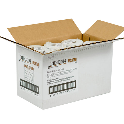 DateIt™ LABEL TRILINGUAL ITEM/DATE/USE BY REMOVABLE BROWN THURSDAY 2X2