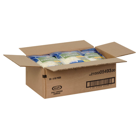 Kraft Zip Pak Natural Finely Shredded Parmesan Cheese, 6 Ounce -- 12 per case.