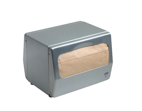 Tork Brushed Steel Masterfold Counter Napkin Dispenser, 7.62 x 11.75 x 5.63 inch