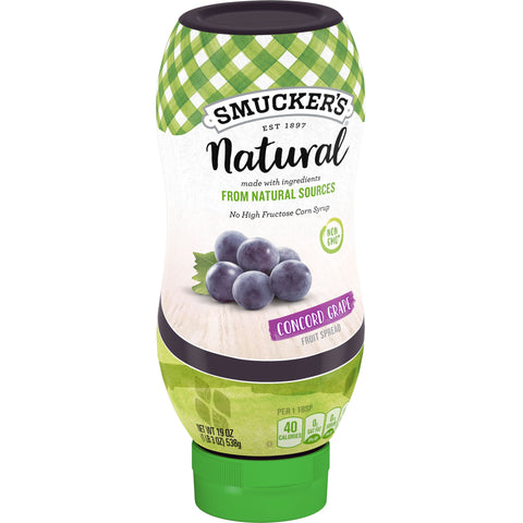 Smuckers Natural Concord Grape Fruit Spread, 19 Ounce Squeeze Bottle -- 12 per case