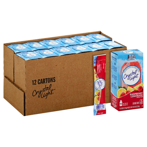 Crystal Light On The Go Raspberry Lemonade Powdered Soft Drink Mix, 0.08 Ounce - 10 per pack -- 12 packs per case.