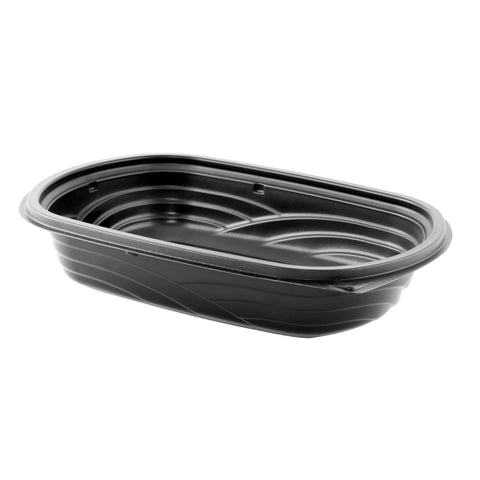 Container Plastic Black Rectangular Wave 24 Oz