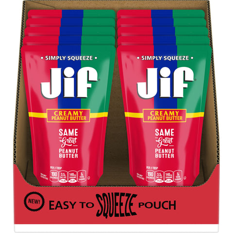 Jif Creamy Peanut Butter, 13 Ounce Squeezable Pouch -- 10 per case