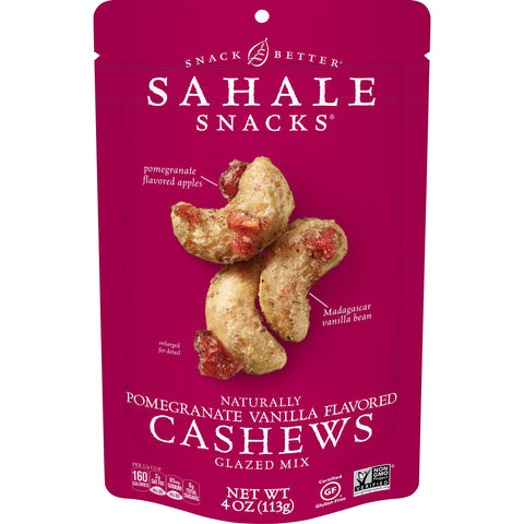 Sahale Snacks Naturally Pomegranate Vanilla Flavored Cashews Glazed Mix, 4 Ounce -- 6 per case.