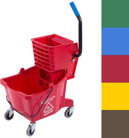 Mop Bucket W/ Side-press Wringer Red 26 Quart