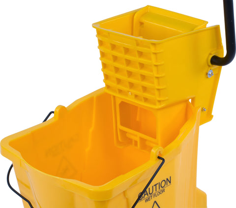 Mop Bucket W/ Side Press Wringer Yellow 35 Qt