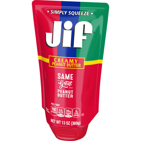 Jif Creamy Peanut Butter, 13 Ounce Squeezable Pouch -- 10 per case