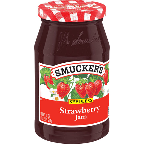 Smuckers Seedless Strawberry Jam, 18 Ounce -- 12 per case.