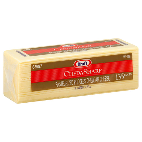 Kraft Chedasharp Sliced White Cheese, 5 Pound -- 4 per case.