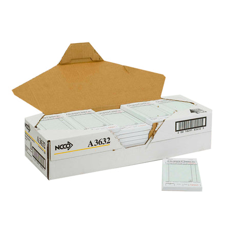Single Tag Guest Check Board - 1Part, Green, 15 Line, 3.5 X 6.75 Inch, 50 Checks Per Book -- 2500 Per Case.
