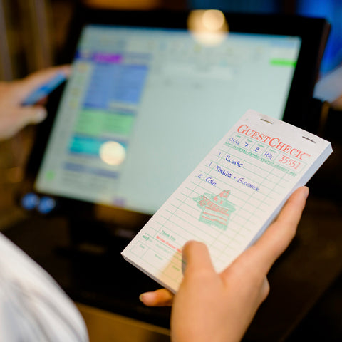 National Checking Restaurant Style Spanish 1 Part White 16 Line Guestcheck Board, 50 Checks per Book -- 2500 per case.