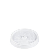Dart LID PLASTIC WHITE SIP THRU F/ FOAM CUPS & CONTAINERS
