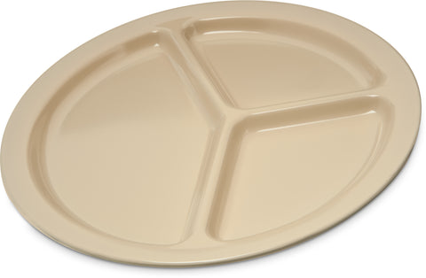 Carlisle PLATE KINGLINE™ MELAMINE TAN 3-COMPARTMENT 10
