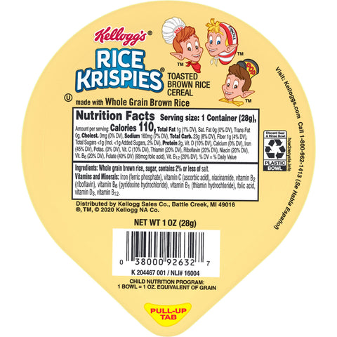 Kellogg's® CEREAL RICE KRISPIES® WHOLE GRAIN BOWL PACK